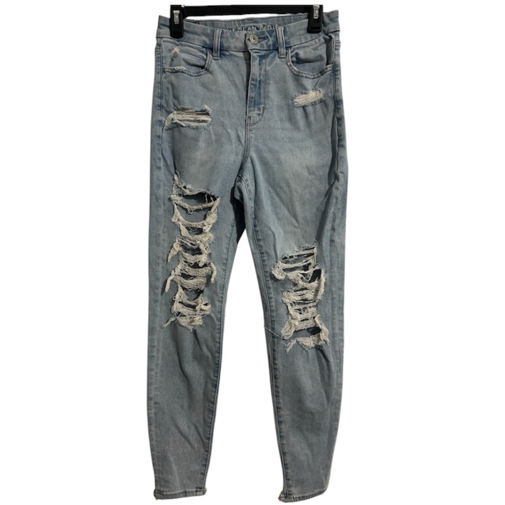 American Eagle Next Level Stretch Curvy Hi-Rise Jeggings Distressed Ripped Jeans